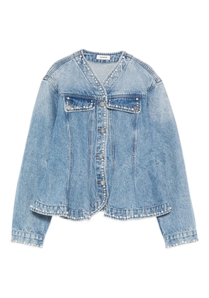 SANDRO pearl-embellishment denim jacket - Blue
