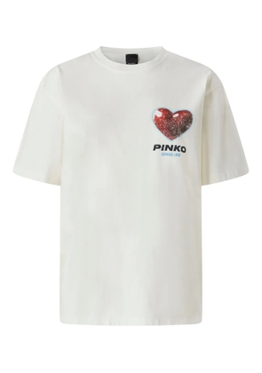 PINKO heart-print cotton T-shirt - White