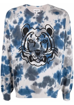 Kenzo Tiger Head-print crew neck sweatshirt - Grey