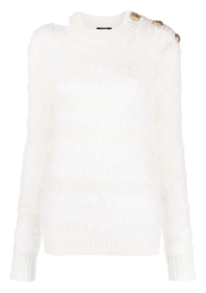 Balmain buttoned crew-neck jumper - White