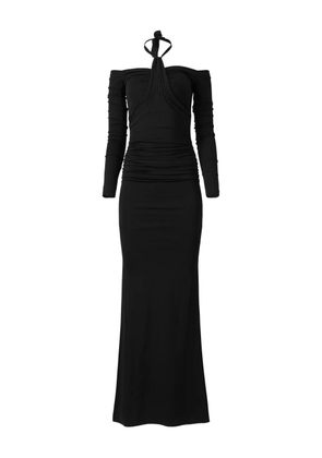 MOOS STUDIO Shadow Spiral off-shoulder fishtail maxi dress - Black