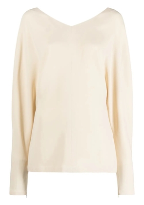 Stella McCartney stitched V-neck long-sleeve blouse - Neutrals