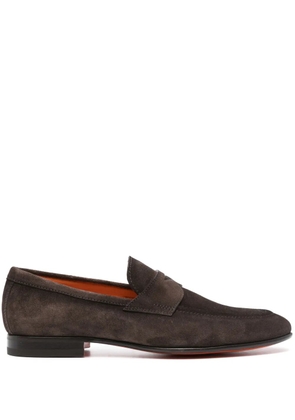 Santoni penny-slot suede loafers - Brown