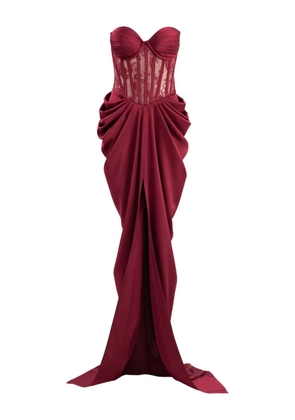 Ana Radu lace-detailed corset-style maxi dress - Red