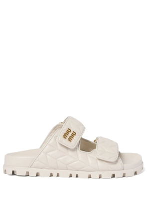 Miu Miu Matelassé nappa leather slides - White