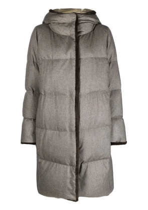 Herno faux fur-lined quilted coat - Brown