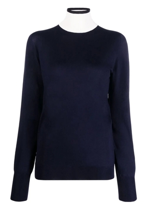 Jil Sander contrast-neck long-sleeved jumper - Blue