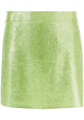 Nuè rhinestone-embellished silk mini skirt - Green