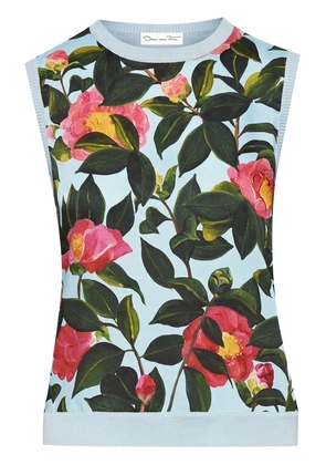Oscar de la Renta Camellia printed tank top - Blue