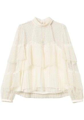 TWINSET pleated tulle blouse - White