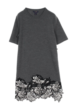 Louis Vuitton Pre-Owned 2020s lace-trim wool dress - Grey