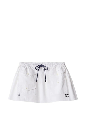 Miu Miu flap-pockets logo-detail mini skirt - White
