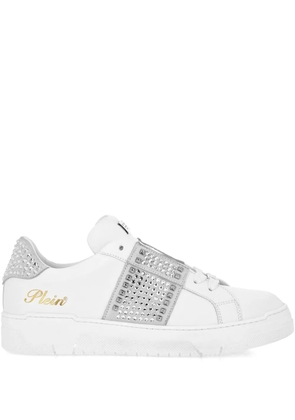 Philipp Plein crystal-embellished leather sneakers - White
