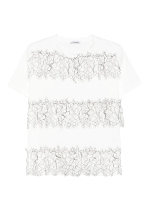 Parlor lace-banded cotton T-shirt - White