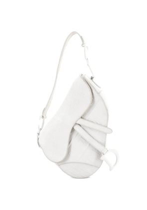 Christian Dior Pre-Owned Saddle Handbag Oblique Embossed Calfskin Medium shoulder bag - White