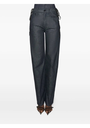 Mugler lace-up straight jeans - Blue