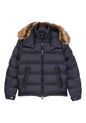 Moncler fur-trimmed quilted jacket - Blue