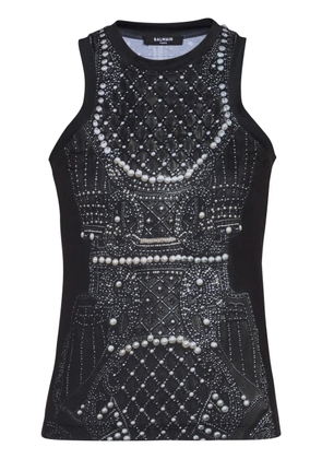 Balmain embroidery-print tank top - Black