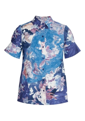 ERDEM floral-print short-sleeve shirt - Blue