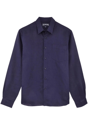 Vilebrequin logo-embroidered linen shirt - Blue
