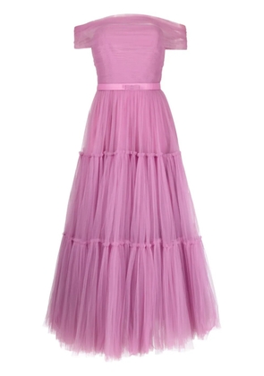 Ana Radu off-shoulder fluted maxi dress - Purple