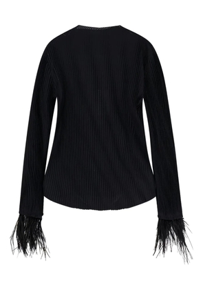BOSS feather-trim top - Black