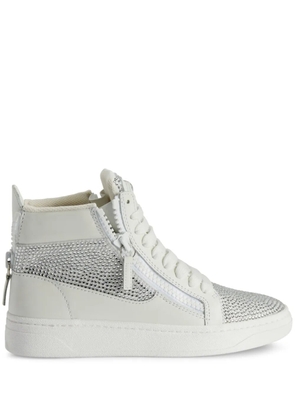 Giuseppe Zanotti crystal-embellished high-top sneakers - White