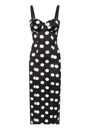 Dolce & Gabbana polka dot-print satin dress - Black