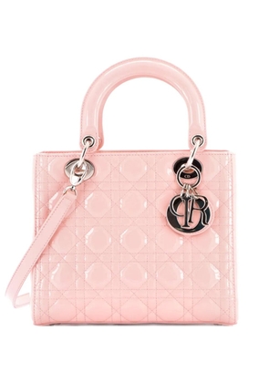 Christian Dior Pre-Owned Lady Dior Bag Cannage Quilt Patent Medium satchel - Pink