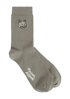 Maison Kitsuné fox-embroidered cotton socks - Green