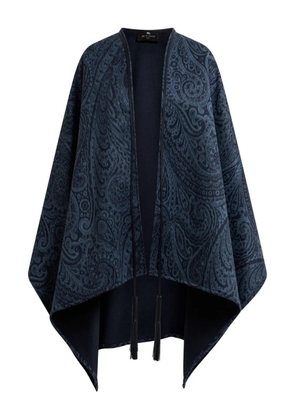 ETRO tassel-detail jacquard cape - Blue
