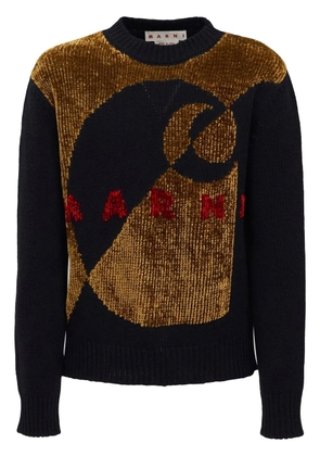 Marni velvet-effect logo knit jumper - Black
