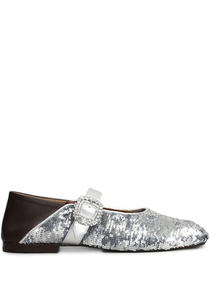 Wales Bonner sequin-embellished ballerina shoes - Silver