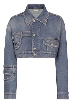 Dolce & Gabbana patchwork-denim cropped jacket - Blue