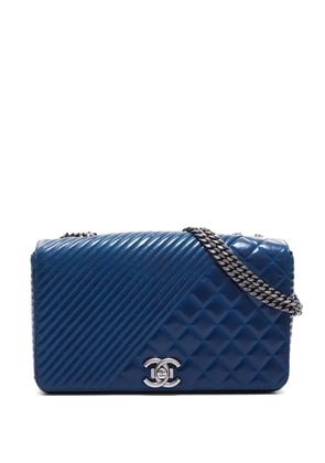 CHANEL Pre-Owned 2014-2015 Coco Boy flap shoulder bag - Blue