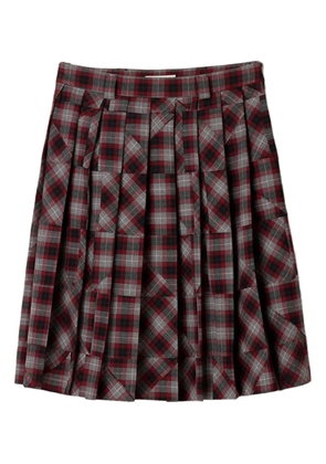 Miu Miu tartan pleated midi skirt - Red
