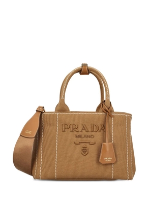 Prada small Jardinière logo-embossed cotton tote bag - Brown