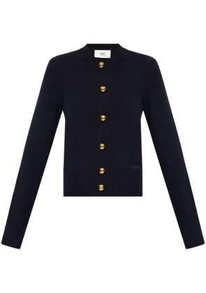 AMI Paris logo-embroidered cardigan - Blue