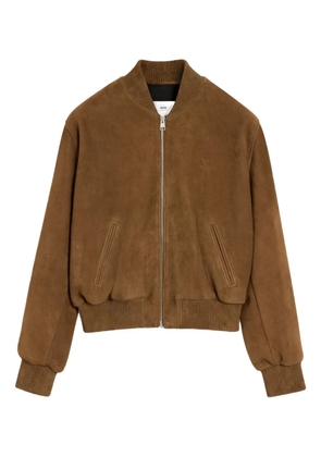 AMI Paris leather zipped jacket - Brown