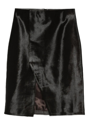 LouLou de Saison side-split calf-hair skirt - Brown