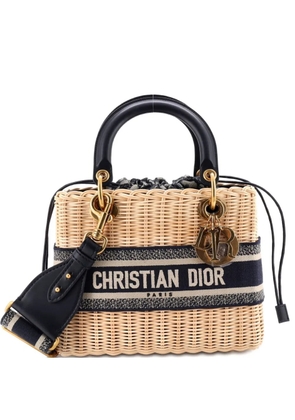 Christian Dior Pre-Owned Lady Dior Bag Wicker and Oblique Canvas Medium tote bag - Blue