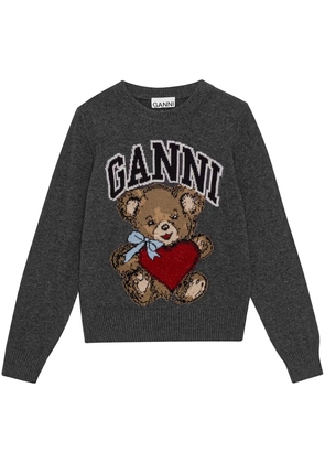 GANNI embroidered logo jumper - Grey