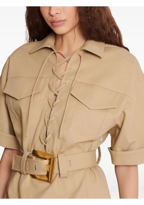 Balmain lace-up mini dress - Neutrals
