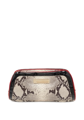 Giuseppe Zanotti Vintage python-effect logo-plaque clutch bag - Neutrals