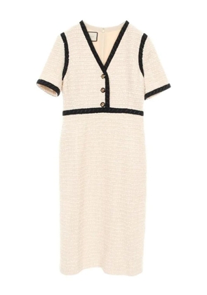 Gucci Pre-Owned 2010s Interlocking G buttons tweed midi dress - Neutrals