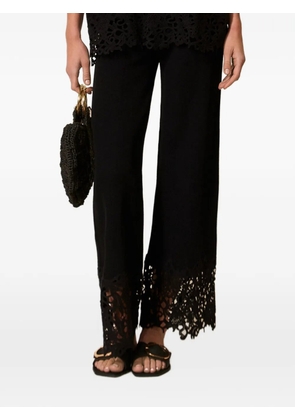 TWINSET lace-hem straight trousers - Black