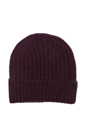 Closed ribbed beanie hat - Red