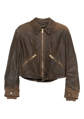 Golden Goose zip-up leather jacket - Brown