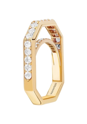 Goshwara diamond square-band ring - Gold