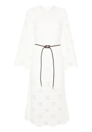 ZIMMERMANN belted crochet midi dress - White